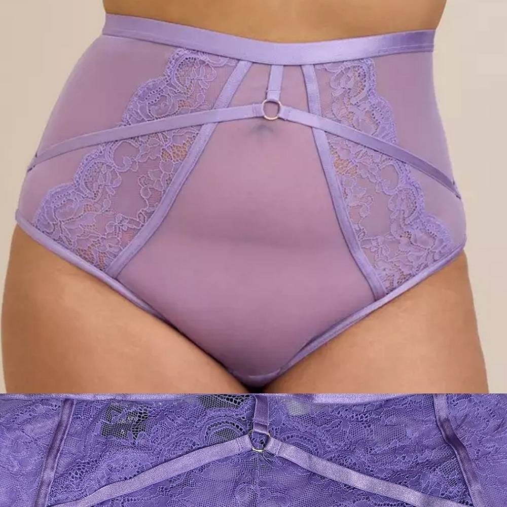 TORRID Lace High Waist Cheeky Panty With Open Bum - Bougainvillea